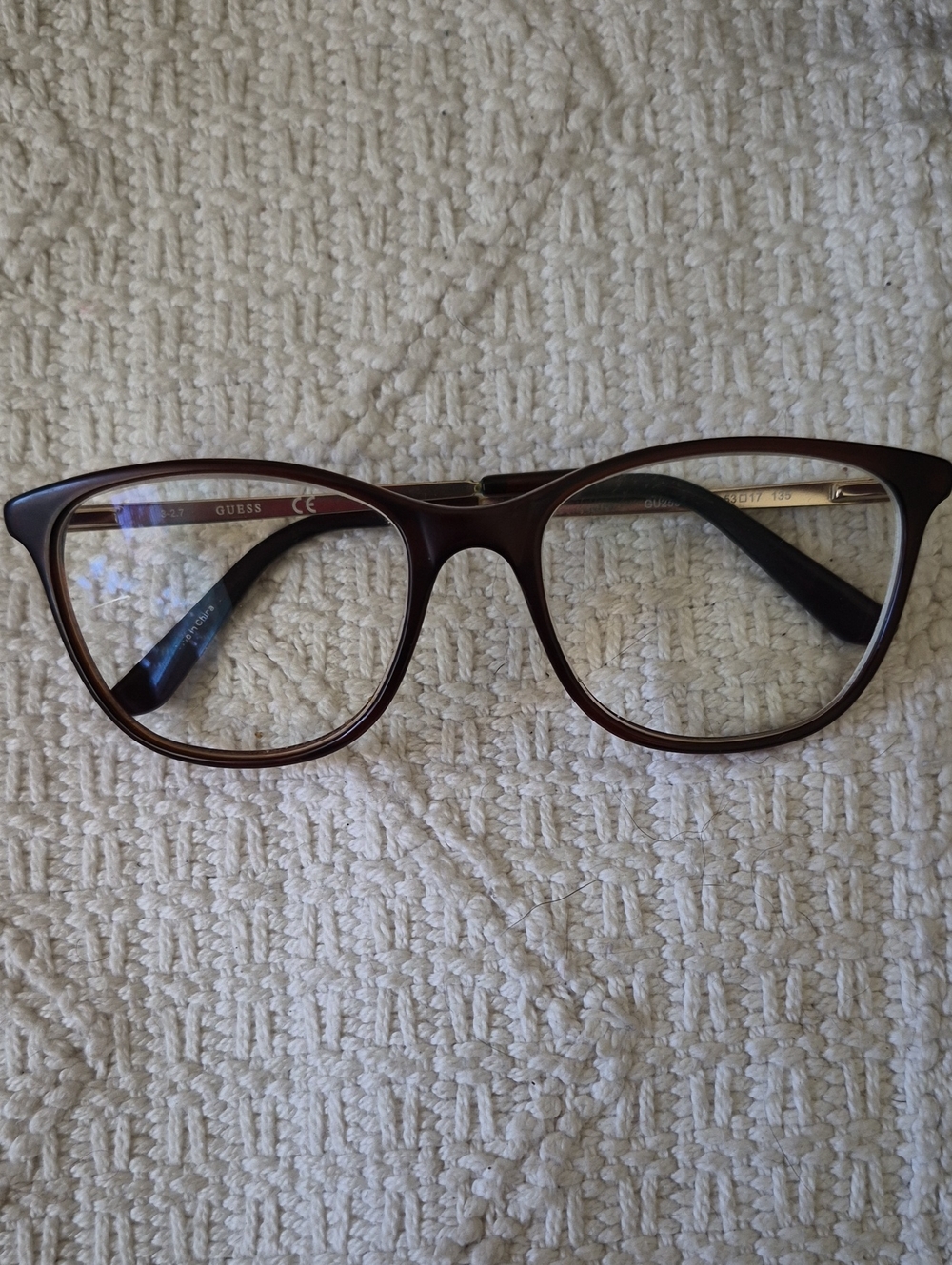 GUESS Women's Eyeglasses Frame GU2566 Red Burgundy Gold 53mm With Case